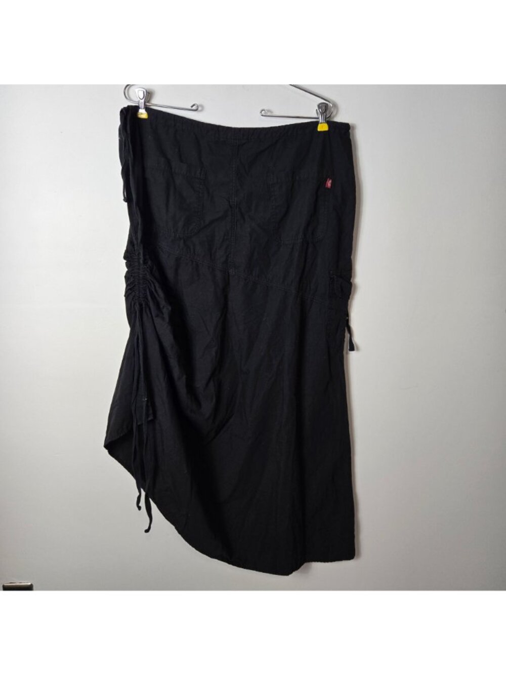 XCVI Wearables Asymmetrical Cinched Drawstring Cargo Midi Skirt Size L Black - Picture 6 of 9